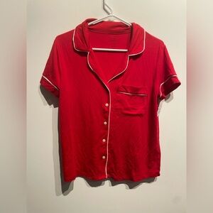 Auden Women’s Cloud Knit Collar Short Sleeve Pajama Top Red XS NWT NO BOTTOMS